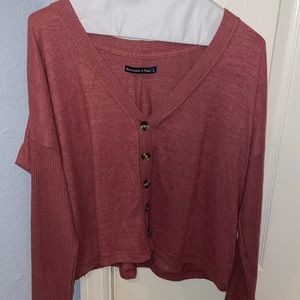 maroon long sleeve top